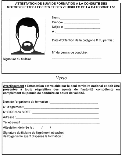 Attestation de formation