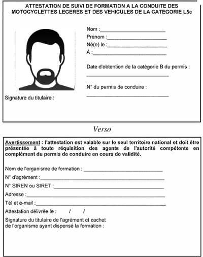 Attestation de formations s’il y a lieu