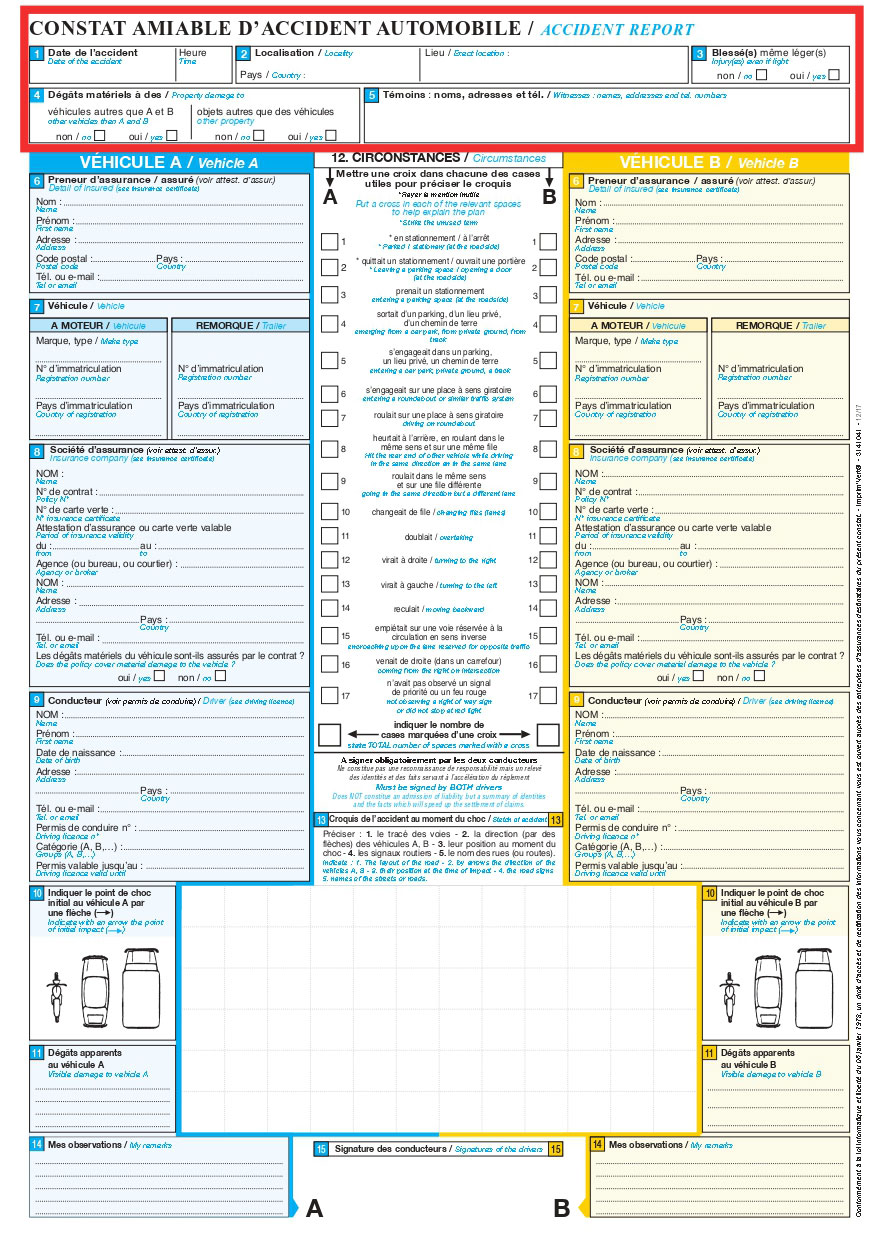 constat amiable d'accident automobile - La Capitale assurances